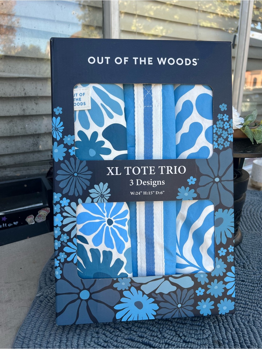 Blue XL Tote Trio - Set of 3 Patterned Totes